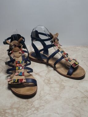 Kate Spade Sahara Women’s Navy Strappy Tassel Embellished Sandals Size 8